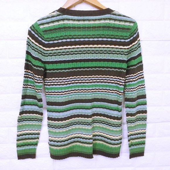 Alfred Dunner Textured Cable Knit Top Sweater Ladies-XL Long Sleeve Striped Bold - Picture 2 of 8